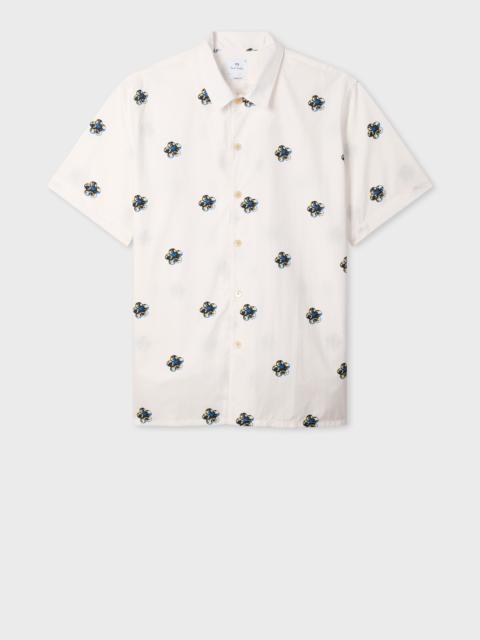 Paul Smith White 'Zine Floral' Print Cotton Shirt