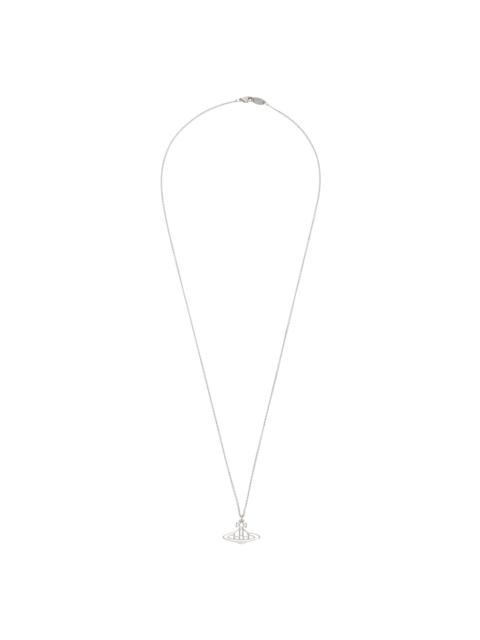 Silver Thin Lines Flat Orb Pendant Necklace