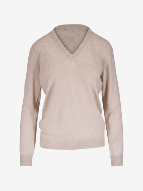 Brunello Cucinelli Monili-trim V-neck cashmere sweater