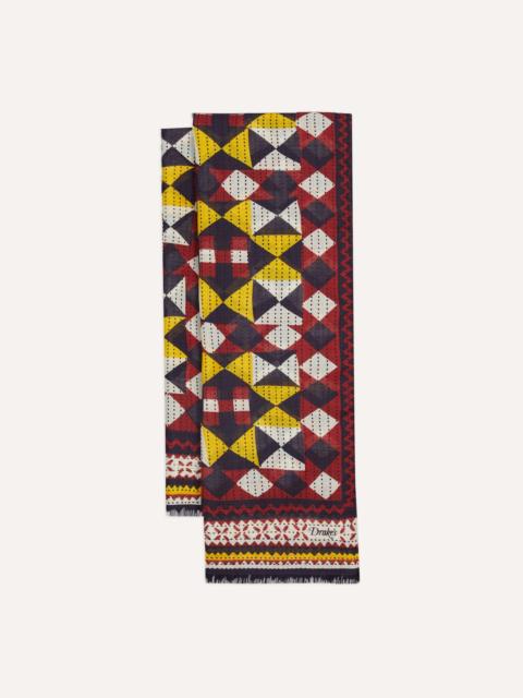 Drake's Red and Yellow Patchwork Print Wool-Silk Scarf