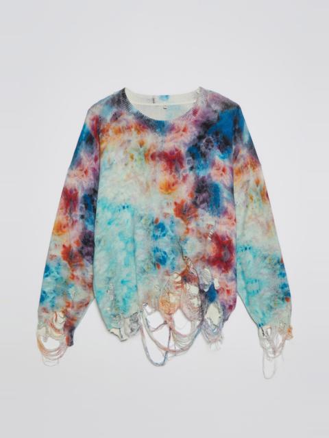 R13 DESTROYED OVERSIZED PULLOVER - PRINTED TIE-DYE