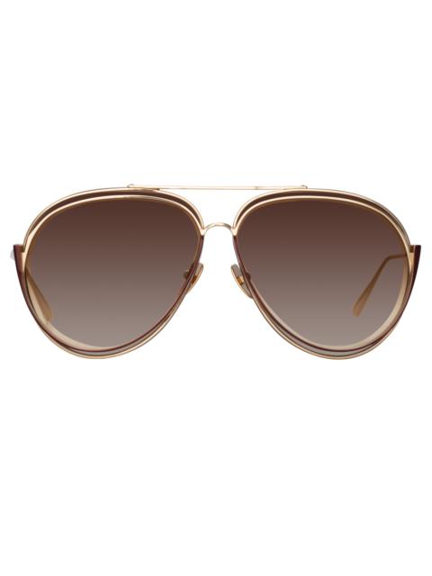 FRANCISCO AVIATOR SUNGLASSES IN LIGHT GOLD