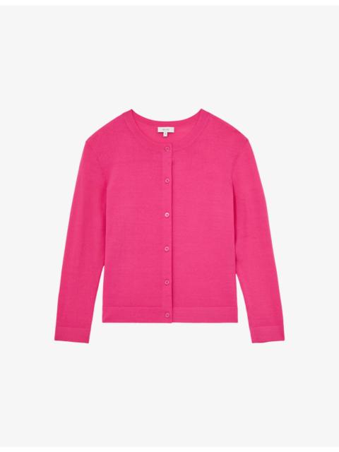 REISS Mara Long-Sleeve Cropped Knitted Cardigan