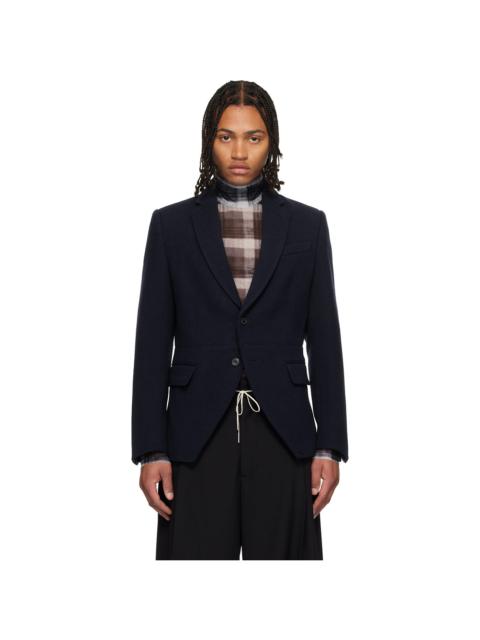Dries Van Noten Navy Cropped Suit Blazer