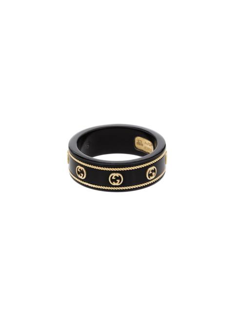 GUCCI 18kt yellow gold GG logo ring