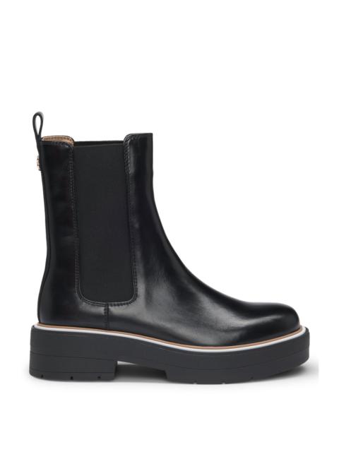BOSS LEATHER CHELSEA BOOTS WITH DOUBLE B MONOGRAM