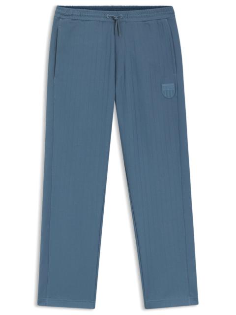 HUGO COTTON-BLEND TRACKSUIT BOTTOMS WITH DROP-NEEDLE STRIPE