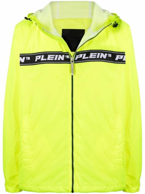 PHILIPP PLEIN logo-tape hooded lightweight  jacket