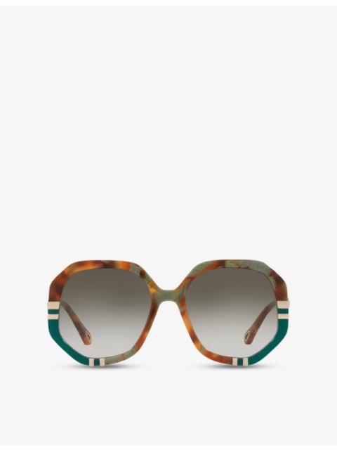 Chloé CH0105S Hexagonal-Frame Acetate Sunglasses