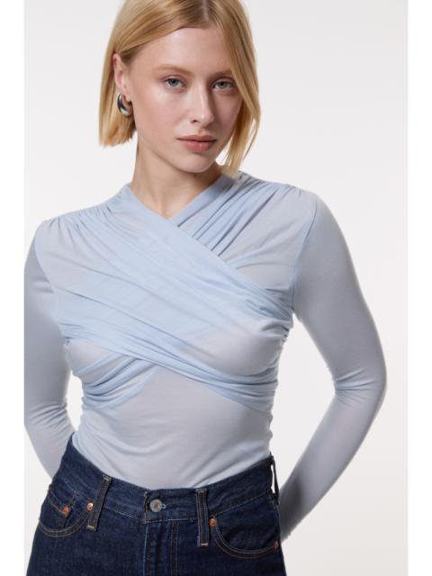 KAREN MILLEN Premium Tencel Jersey Wrap Detail Long Sleeve Top