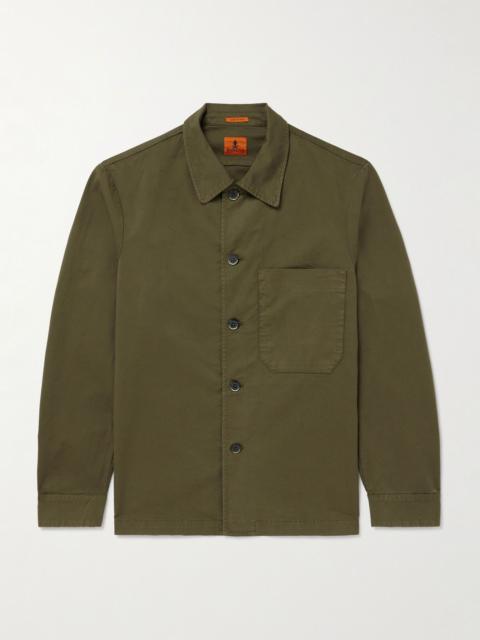 BARENA Cedrone Garment-Dyed Stretch Cotton-Gabardine Overshirt Green