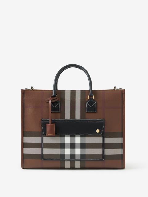 Check and Leather Medium Freya Tote