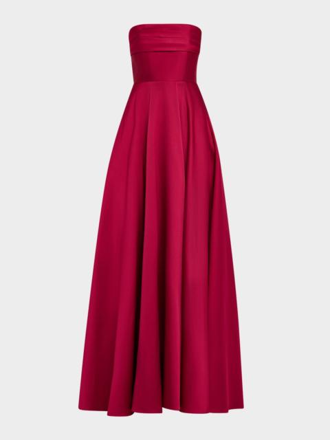 ROLAND MOURET Strapless Taffeta Maxi Dress With A Ball Skirt