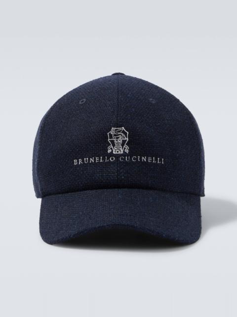 Brunello Cucinelli Logo silk, linen, and wool baseball cap