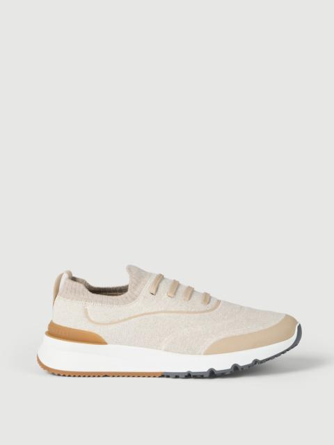 Brunello Cucinelli Techno cotton knit runners with heat-bonded details