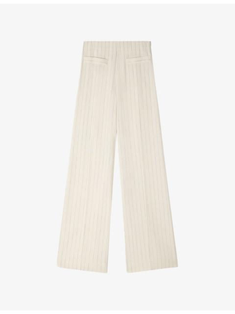 Sandro Striped Straight-Leg Woven Trousers