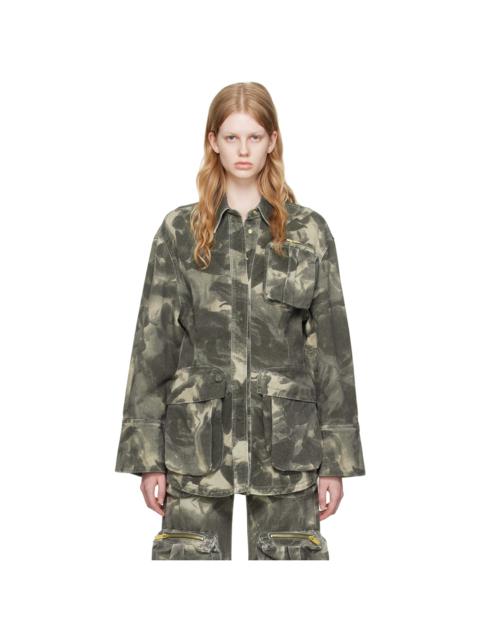 Blumarine Green Camo Denim Jacket