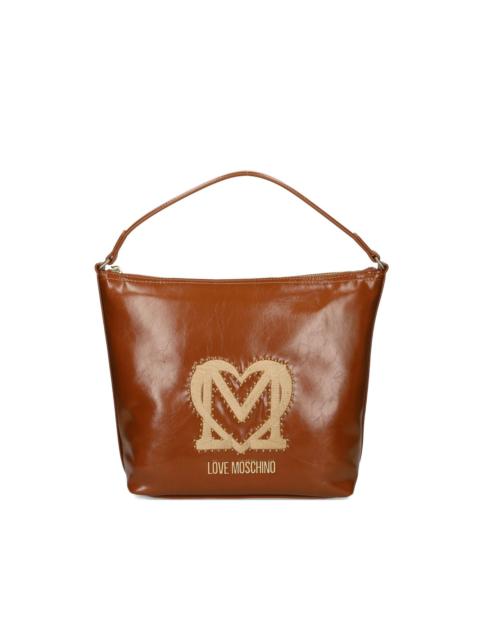 Moschino logo-plaque studded shoulder bag