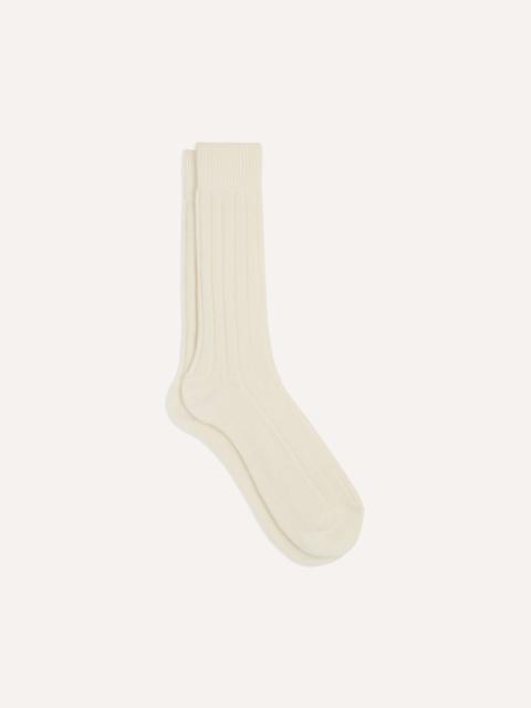 Drake's Ecru Wool Casual Socks