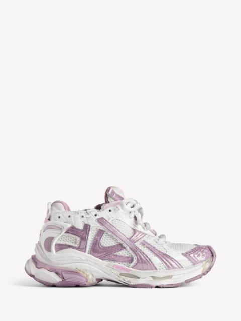 BALENCIAGA Women's Runner Glitter Sneaker in White/lilac/pink