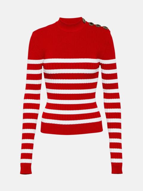 Balmain Embellished striped knit top
