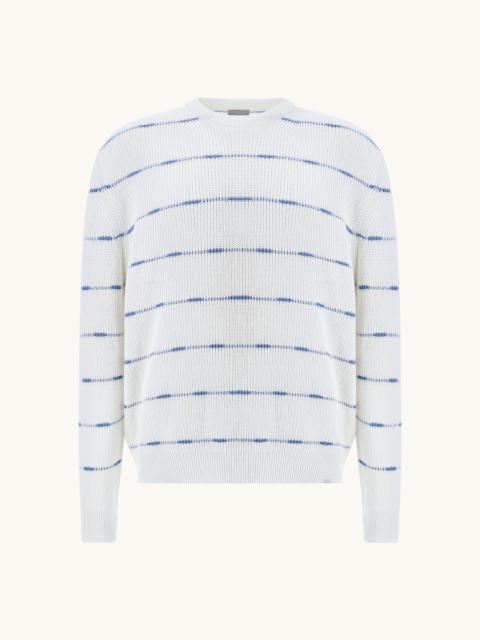 Paul & Shark CREW‑NECK SWEATER IN LINEN AND COTTON URUKAI WITH STRIPED PATTERN