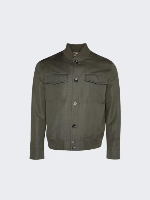 Loro Piana Kiku Cotton Linen Bomber Jacket Leaf Tea