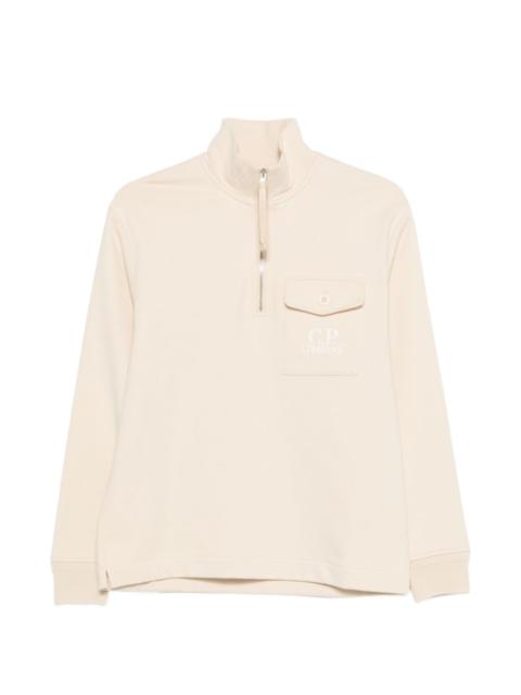 C.P. Company Diagonal Raised quarter-zip logo-detail sweatshirt