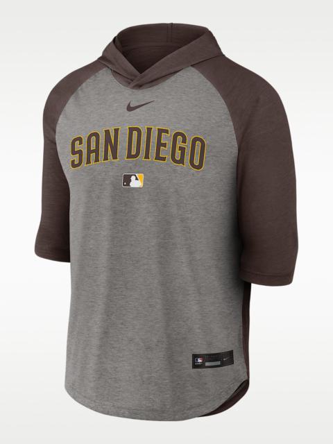 Nike San Diego Padres Authentic Collection Flux Men's Nike Dri-FIT MLB 3/4-Sleeve Hooded T-Shirt