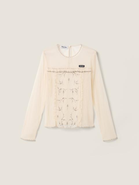 Miu Miu Embroidered tulle top