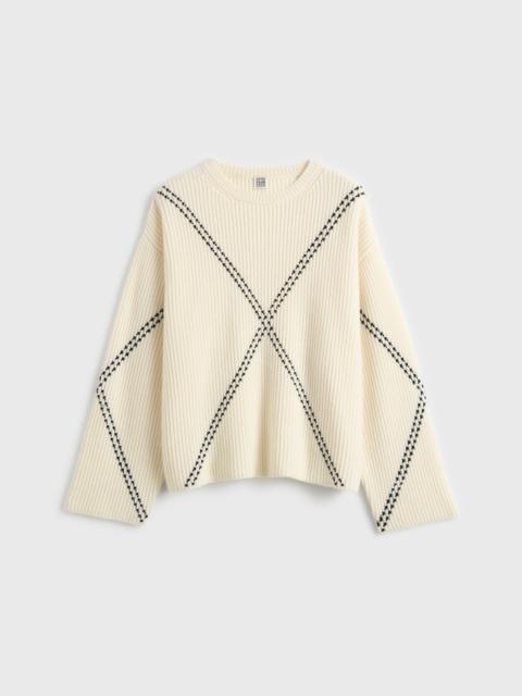 TOTEME Argyle-stitch cashmere sweater ecru/black