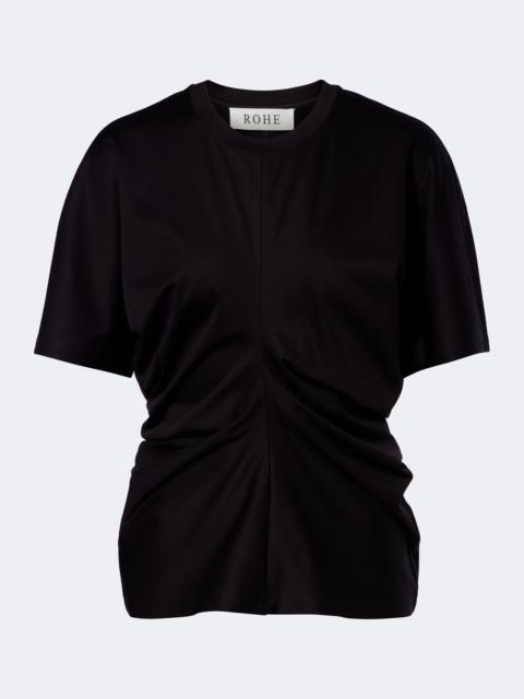 RÓHE Gathered cotton and silk-blend t-shirt
