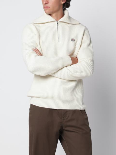 Moncler Cream ribbed wool jumper