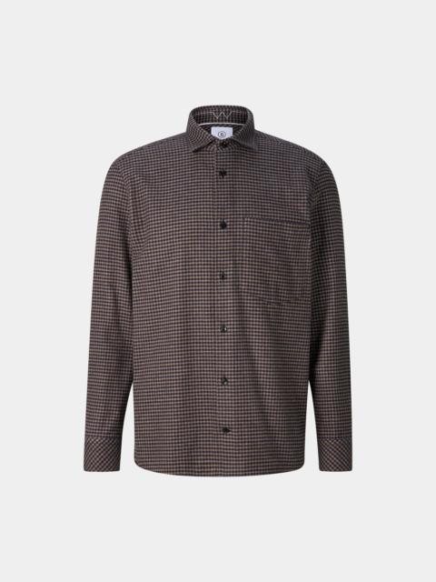 BOGNER Hardy Cotton Flannel Shirt in Coffee/Beige/Navy
