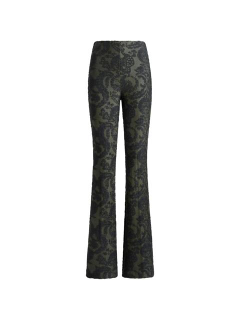 Etro flared trousers in chenille jacquard with Paisley foliage motif