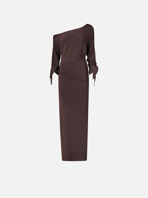 PINKO LONG RIB-KNIT DRESS WITH ASYMMETRICAL NECKLINE