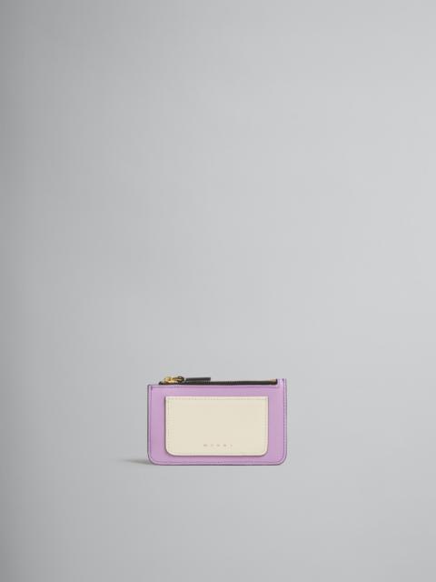 Marni LILAC SAFFIANO LEATHER CARD CASE