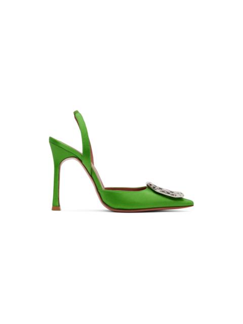 Amina Muaddi Green Camelia Sling Heels