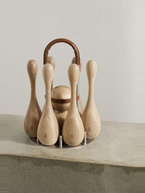 Brunello Cucinelli Leather-trimmed wood skittles set
