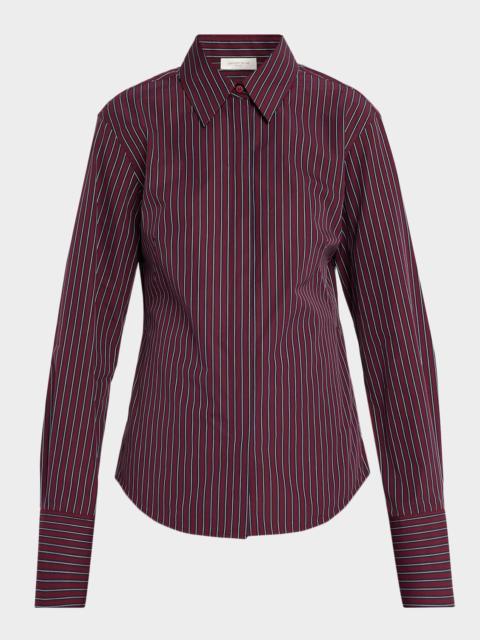 Lafayette 148 New York Striped Slim-Fit Cotton Shirt