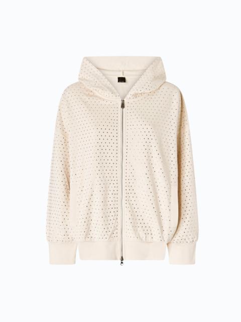 PINKO FULLY RHINESTONED HOODIE WITH ZIP