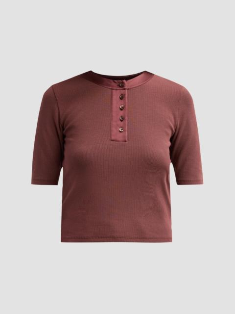 FRAME Women's The Satin Trim Henley Top - Currant