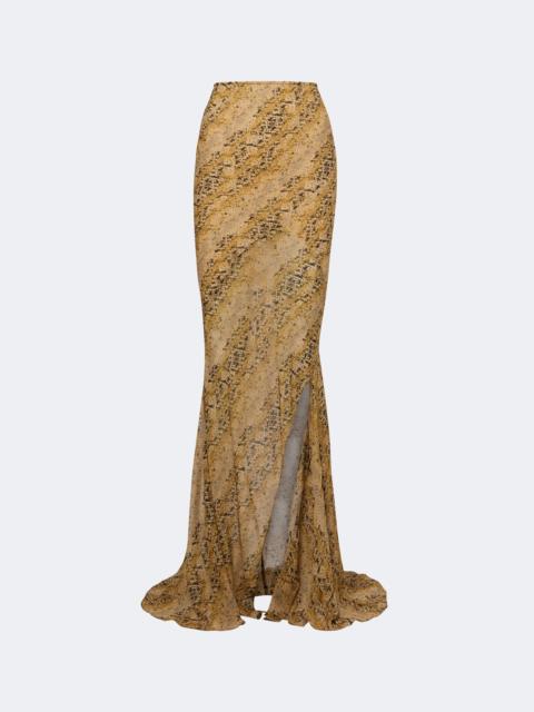 De La Vali Oryx snake-print georgette maxi skirt