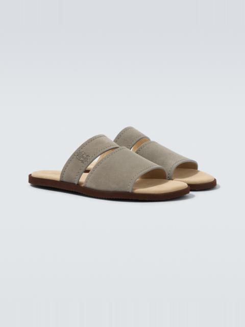 Brunello Cucinelli Logo suede sandals