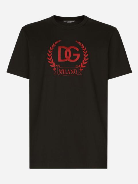 Dolce & Gabbana Cotton T-shirt with DG Milano logo embroidery