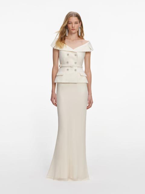 self-portrait Cream Boucle Maxi Dress