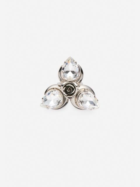 MAGDA BUTRYM Crystal flower stud ring in silver