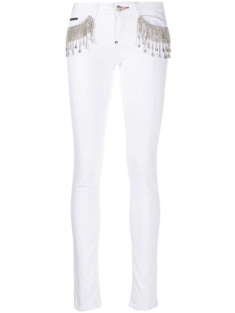 PHILIPP PLEIN crystal-fringe slim-fit jeans