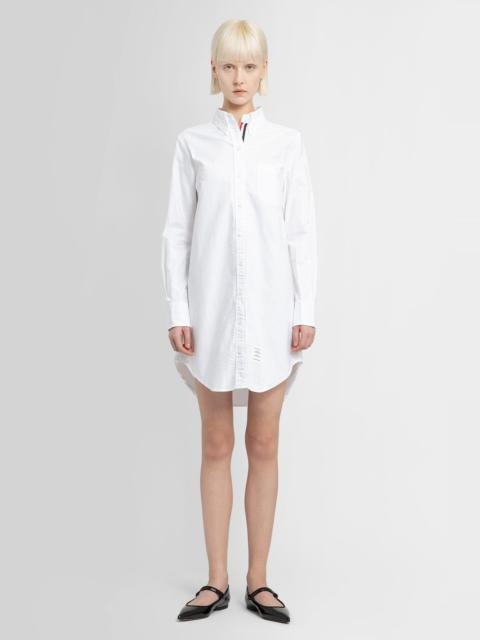 White Classic Oxford Long-sleeve Button Down Knee Length Shirtdress