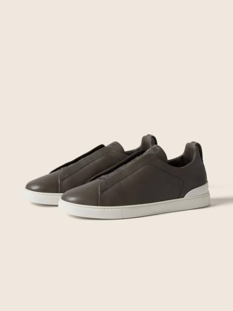 ZEGNA DARK TAUPE TRIPLE STITCH™ SECONDSKIN SNEAKERS